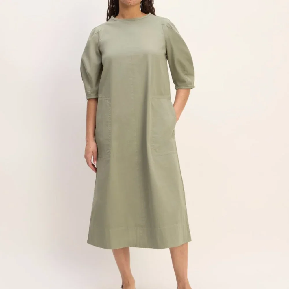 *NWT* Cotton Short-Sleeve Puff Midi Dress - Picture 2 of 4